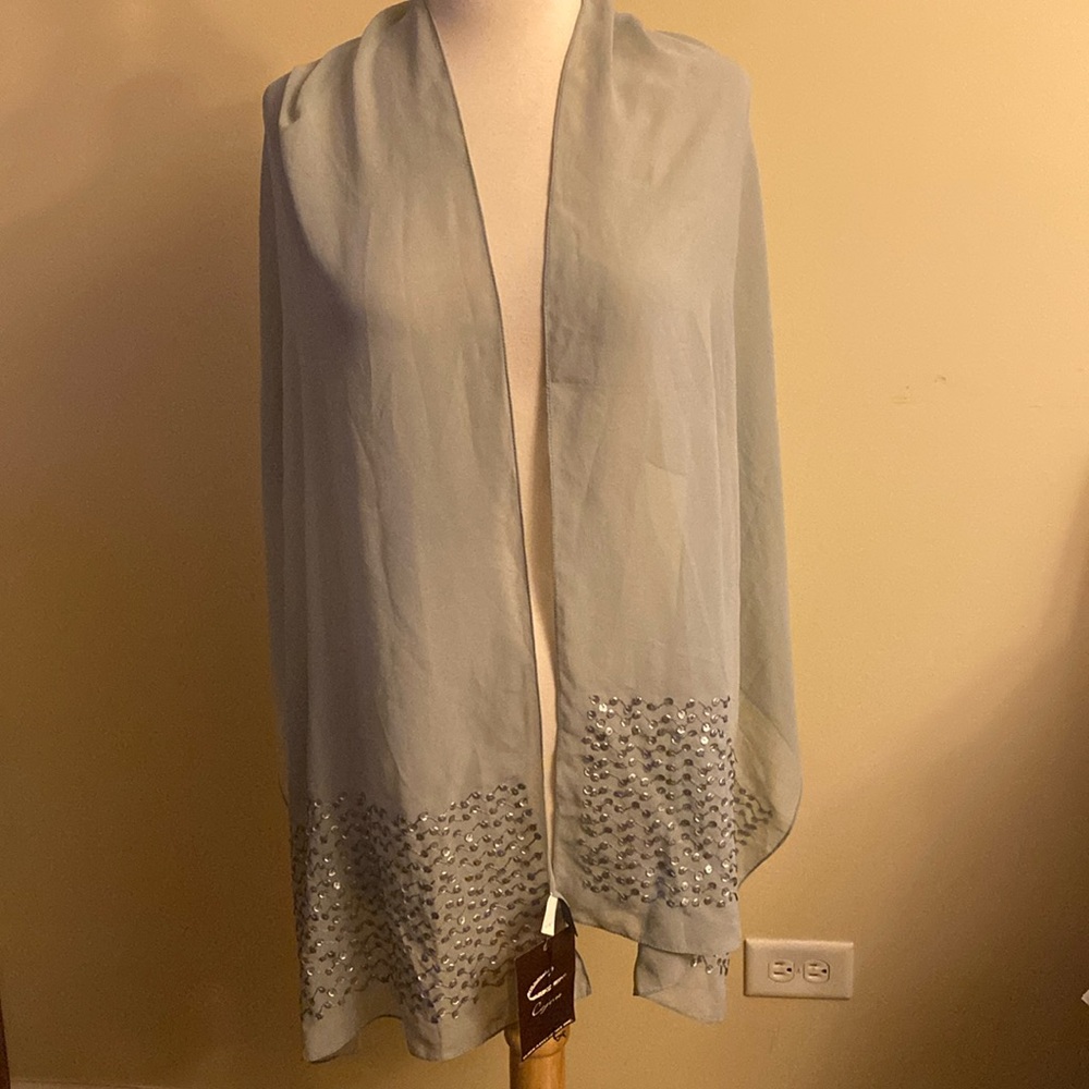 NWT Cejon Silver Sheer Sequin Wrap